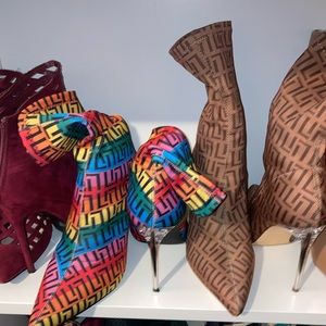 Brand New Rainbow & Brown Booties size 8.5 runs like a 9.